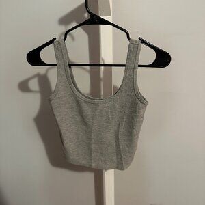 PacSun Grey Cropped Ribbed Tank Top